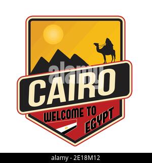 Cairo travel sticker on white background, vector illustration Stock Vector