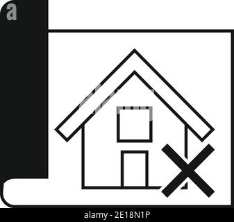 House demolition plan icon, simple style Stock Vector