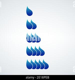 Vector drop set for infographic level, oil or water drop. Stock Vector illustration isolated on white background. Stock Vector