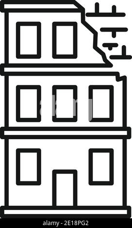 Demolition city building icon, outline style Stock Vector