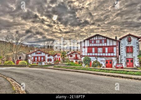 VIllage of Ainhoa, Basque Country, HDR Image Stock Photo