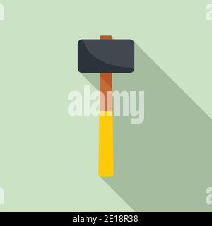 Sledge hammer icon, flat style Stock Vector