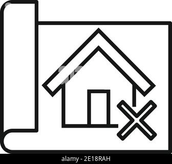 House demolition plan icon, outline style Stock Vector