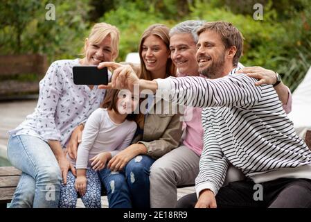 Family taking selfie Stock Photo