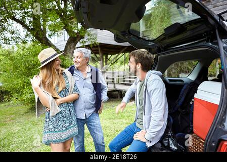 Happy family talking with each other Stock Photo