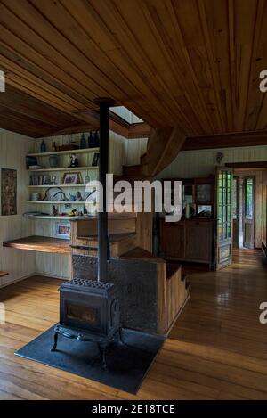 Interior view of stilt hut Stock Photo