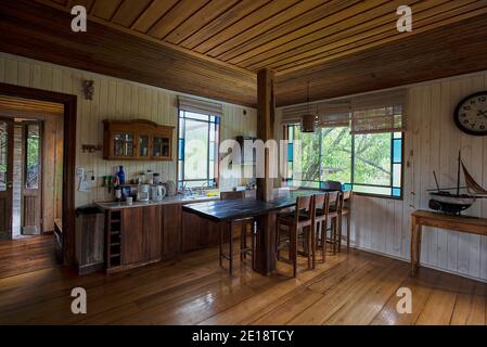 Interior view of stilt hut Stock Photo