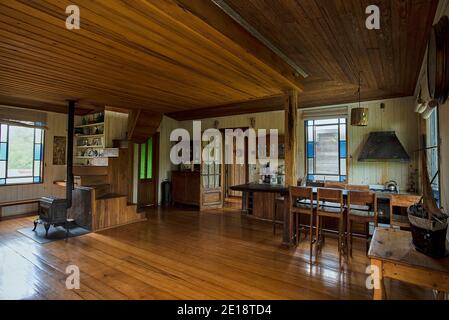 Interior view of stilt hut Stock Photo