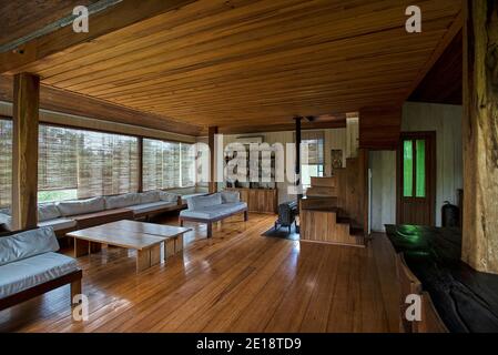 Interior view of stilt hut Stock Photo