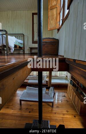 Interior view of stilt hut Stock Photo