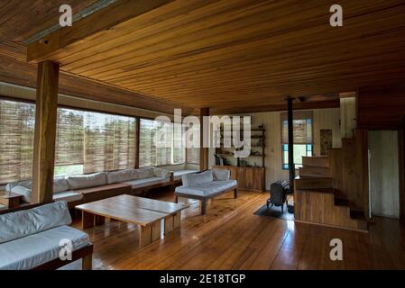 Interior view of stilt hut Stock Photo