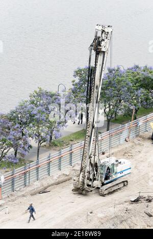 Elevated view of construction site Stock Photo