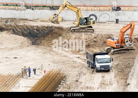 Elevated view of construction site Stock Photo