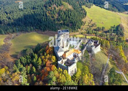 Aerial view of castle in Stara Lubovna in Slovakia Stock Photo