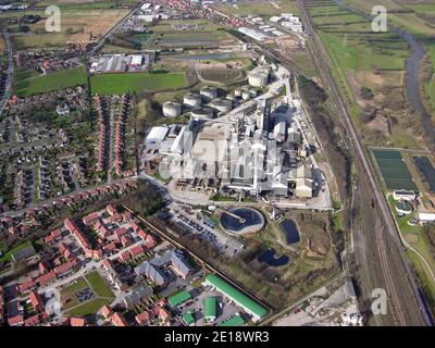 Aerial view of British Sugar, sugar beet factory, Bury St Edmunds ...