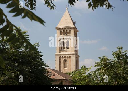 Belfry of the Lutheran Church of the Redeemer. Consecrated by the German Emperor William II on Reformation Day in 1898, Old City of Jerusalem, Israel Stock Photo