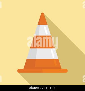 Demolition road cone icon, flat style Stock Vector