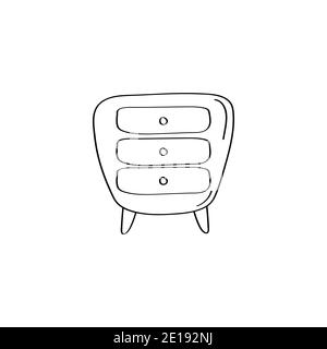 Bedside table illustration. Cute nightstand icon. Vector doodle graphic Stock Vector