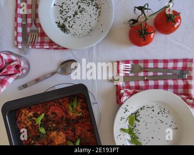 Baked lentils timbale Stock Photo