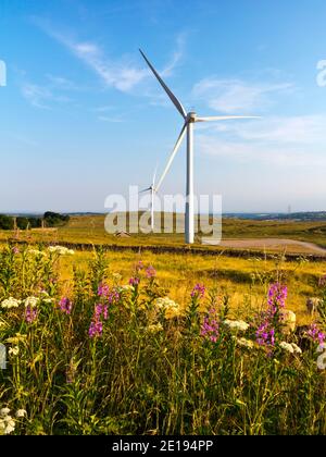 Senvion MM82/2050 wind turbines at Carsington Pasture near Brassington in the Derbyshire Dales England UK Stock Photo