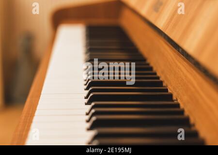 piano - close up view of black and white piano keys Stock Photo