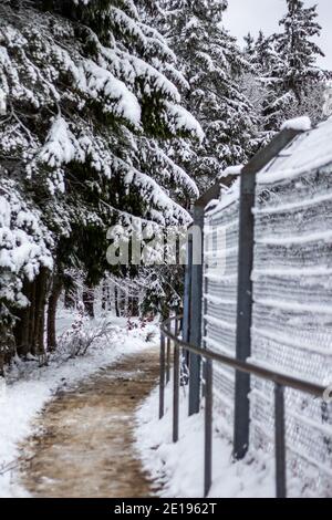 Nürburgring Nordschleife, Race Track, snow in winter Stock Photo