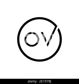 Initial Circle Letter OV Logo Design Vector Template. Abstract Minimal OV Letter Logo Design Stock Vector