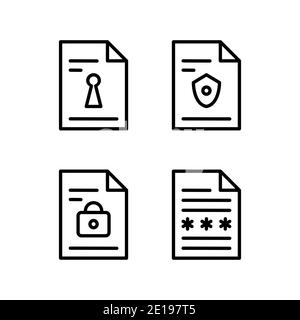 Protected Locked Secured File Icon Set Stock Vector
