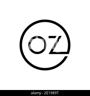Initial Circle Letter OZ Logo Design Vector Template. Abstract Minimal OZ Letter Logo Design Stock Vector