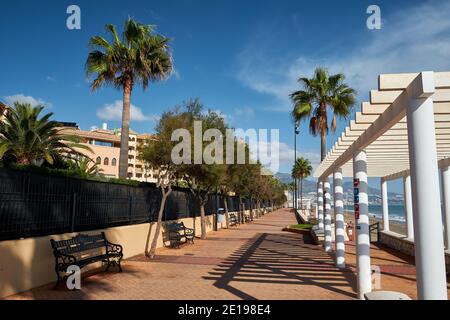 Paseo Maritimo, seaside promenade of Fuengirola, Malaga, Andalusia, Spain. Stock Photo