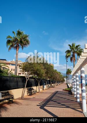 Paseo Maritimo, seaside promenade of Fuengirola, Malaga, Andalusia, Spain. Stock Photo