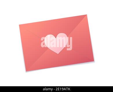 Lovely pink Valentine romantic envelope on white Stock Vector