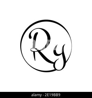 Initial ry letter Logo Design vector Template. Abstract Script Letter ry logo design. Stock Vector