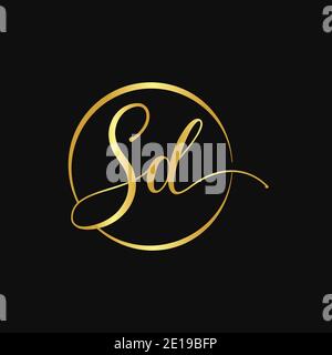Initial SD letter Logo Design vector Template. Abstract Script Letter SD logo Design Stock Vector