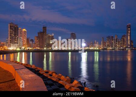 Skyline of Panama City on the Pacific Ocean. Capital of Panama Stock Photo