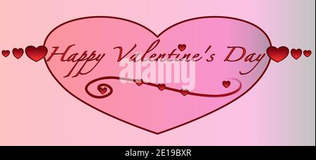 Love! Happy Valentine's Day in red with pink background Stock Vector