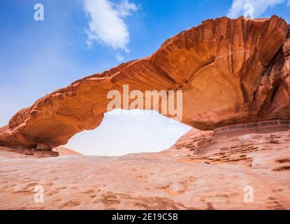 Wadi Rum Desert, Jordan. The rock bridge of Kharaz. Stock Photo