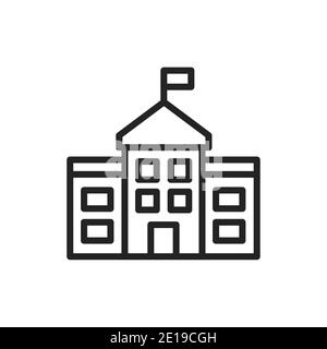 Building school color line icon. Isolated vector element. Stock Vector