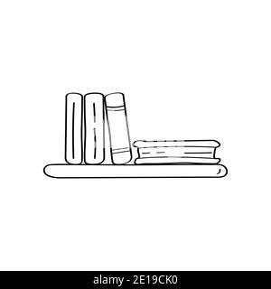 Cute single book shelf illustration. Vector doodle graphic Stock Vector
