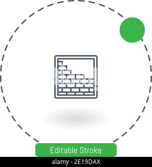 brickwall vector icon editable stroke outline icons for web and mobile Stock Vector
