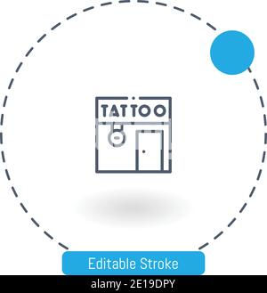 tattoo studio vector icon editable stroke outline icons for web and mobile Stock Vector