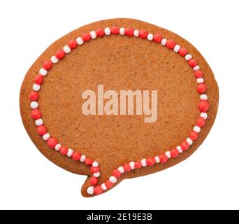 Christmas gingerbread speech cloud cookie isolated on white background Stock Photo