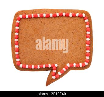 Christmas gingerbread speech cloud cookie isolated on white background Stock Photo
