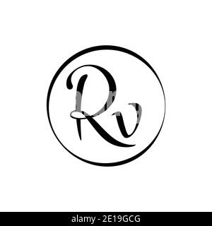 Initial rv letter Logo Design vector Template. Abstract Script Letter rv logo design. Stock Vector