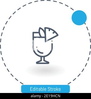 pia colada vector icon editable stroke outline icons for web and mobile Stock Vector
