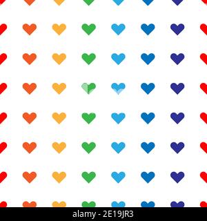 Seamless pattern with colorful hearts on a white background. Vector graphics. Suitable for the background of postcards, posters, wrapping paper, print Stock Vector