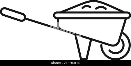 Ground wheelbarrow icon, outline style Stock Vector