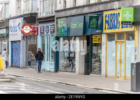 Brighton, January 5th 2021: The first day after the Prime Minister's announcement of a Tier 5 Lockdown throughout the UK led to Brighton's normally-busy streets being almost deserted this morning Credit: Andrew Hasson/Alamy Live News Stock Photo