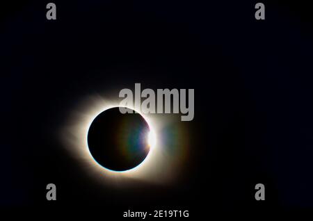 August 2017 Total Solar Eclipse from Easley, SC, showing the diamond ring effect. Stock Photo