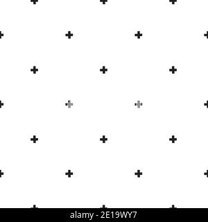 Minimal vector seamless pattern in scandinavian style black crosses isolated on white background. Hand drawn cartoon illustration for posters, prints Stock Vector